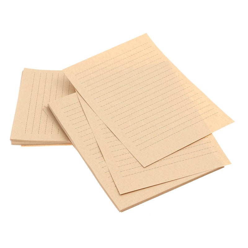 NUOLUX 100Pcs Vintage Kraft A5 Lined Letter Paper Retro Writing Paper for Home Office Stationary1 - Image 1